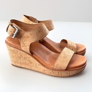 Gentle Souls Hope Wedge Cork Sandals Size 9.5 Buckle